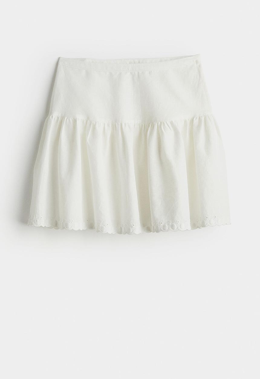 H&M - Linen-blend flared skirt - white