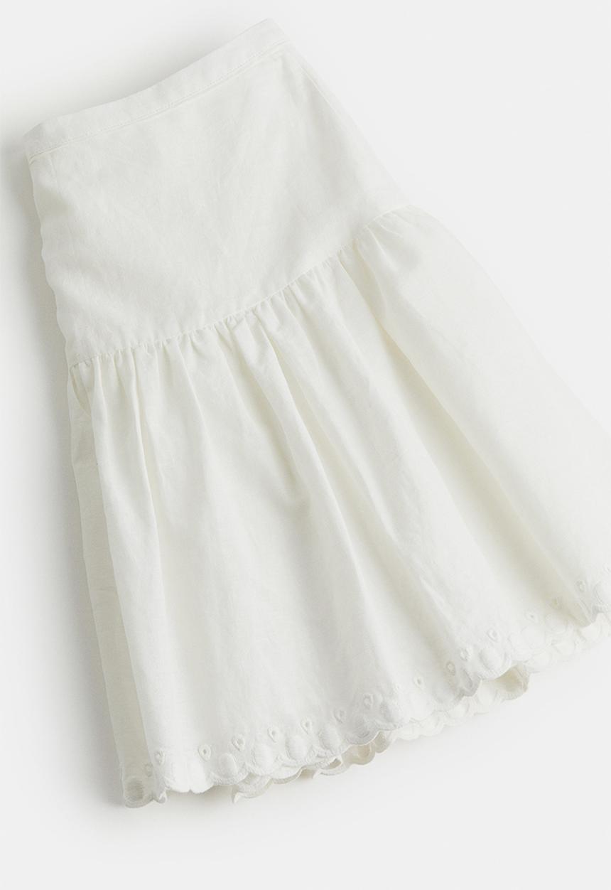H&M - Linen-blend flared skirt - white