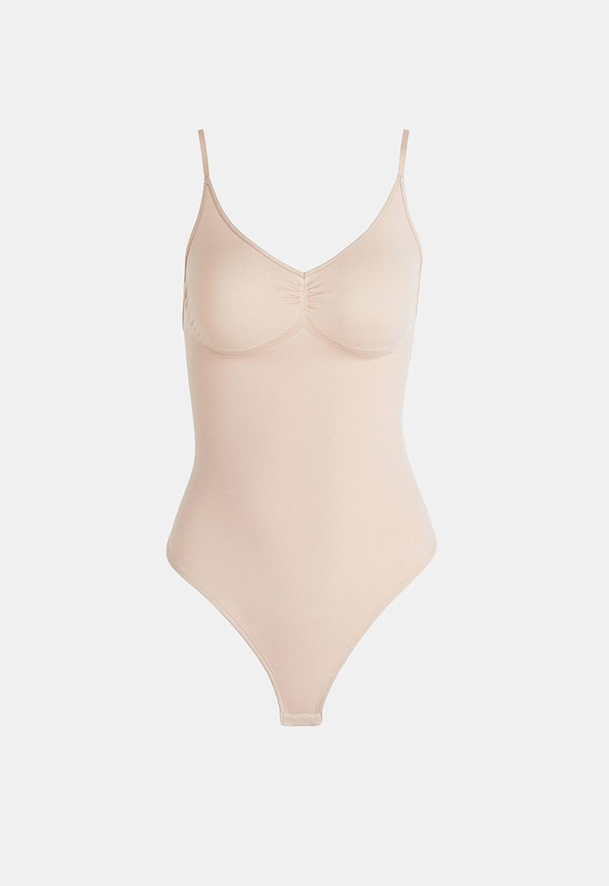 H&M - Stretchy & sculpting firm shape thong body - beige