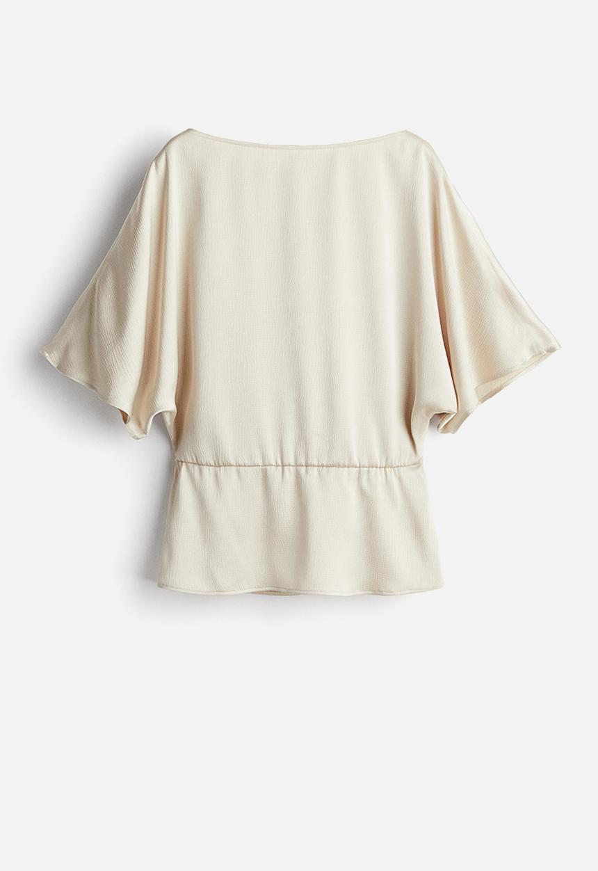 H&M - Tapered-waist blouse - light beige