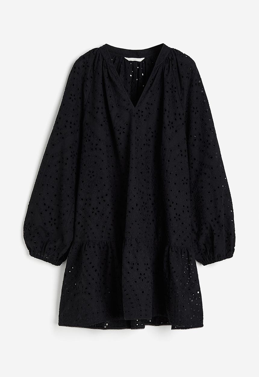 H&M - Broderie anglaise tunic dress - black