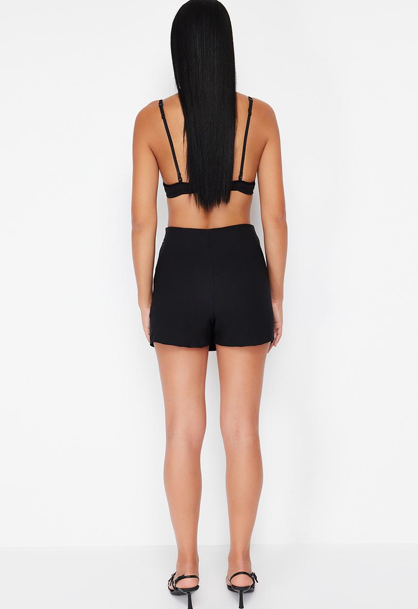 Trendyol - Shiny Stone Woven Shorts Skirt - Black 