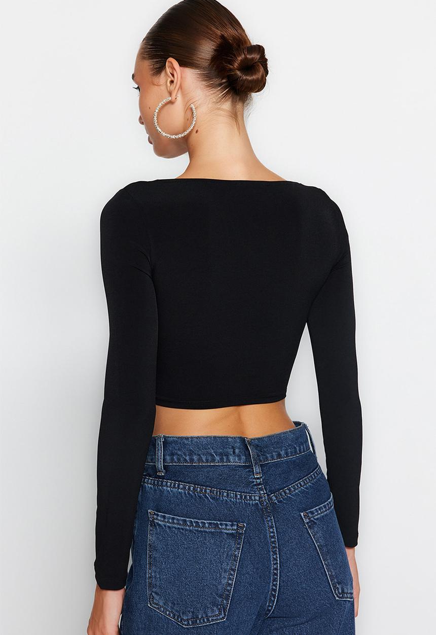 Trendyol - Window/cut out detailed blouse - black 