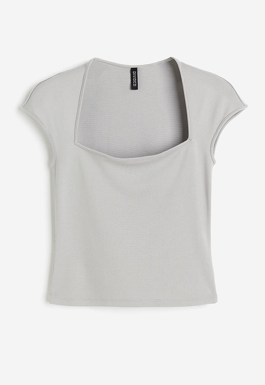 H&M - Cap-sleeved top - grey
