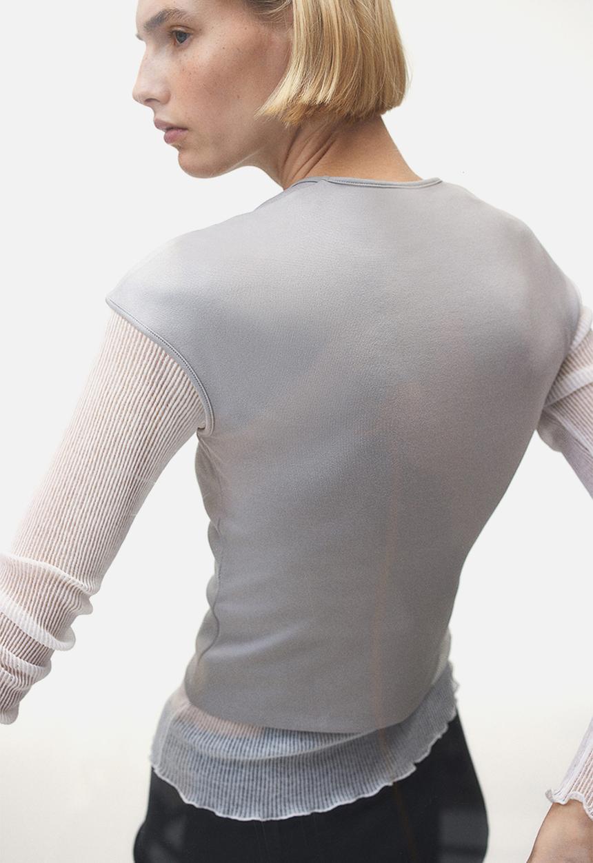 H&M - Cap-sleeved top - grey