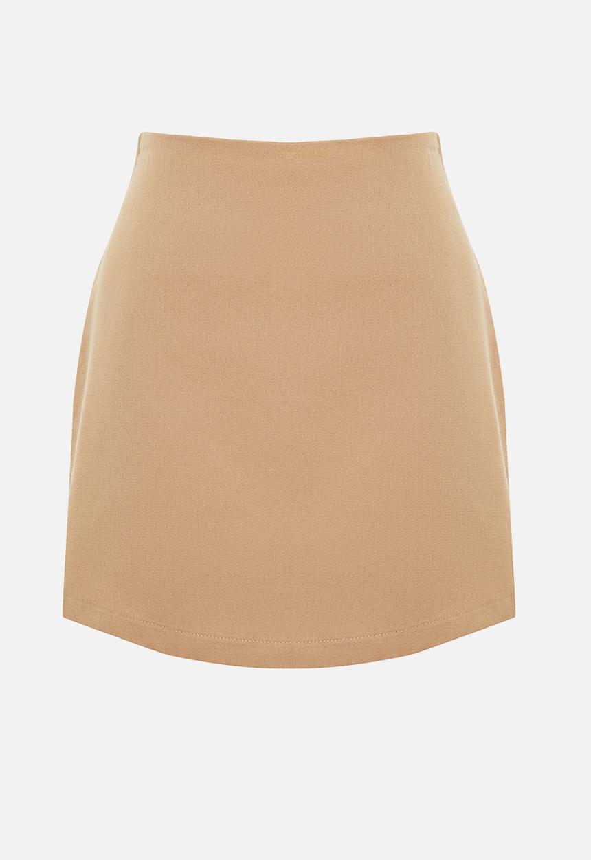Trendyol - High Waist A-Line Mini Length Woven Skirt - Mink 