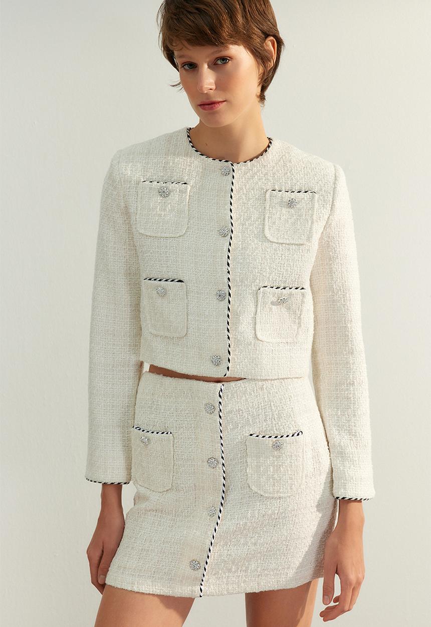 Trendyol - Limited edition crop woven jacket - ecru
