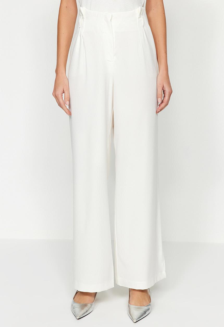 Trendyol - High waist wide leg woven trousers - ecru