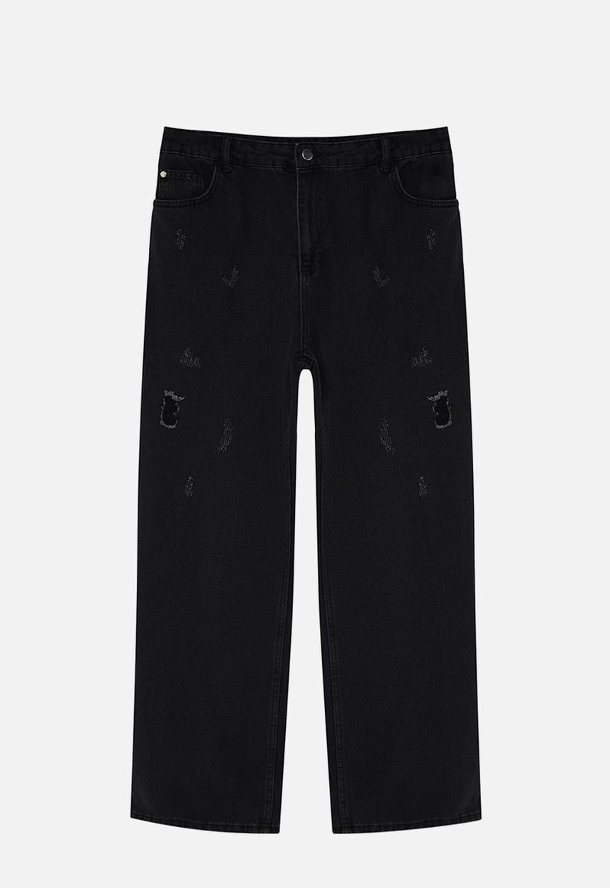 Trendyol - High waist wide leg denim trousers - black