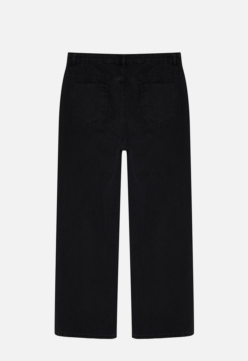 Trendyol - High waist wide leg denim trousers - black