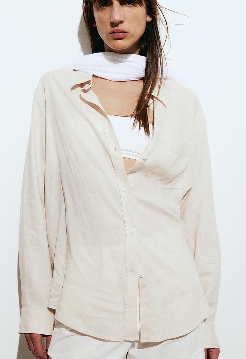 H&M - Linen-blend shirt - beige