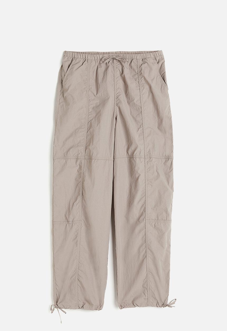 H&M - Nylon parachute trousers - beige,grey