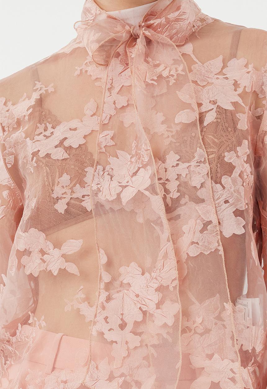 Trendyol - Floral patterned tied woven blouse - powder