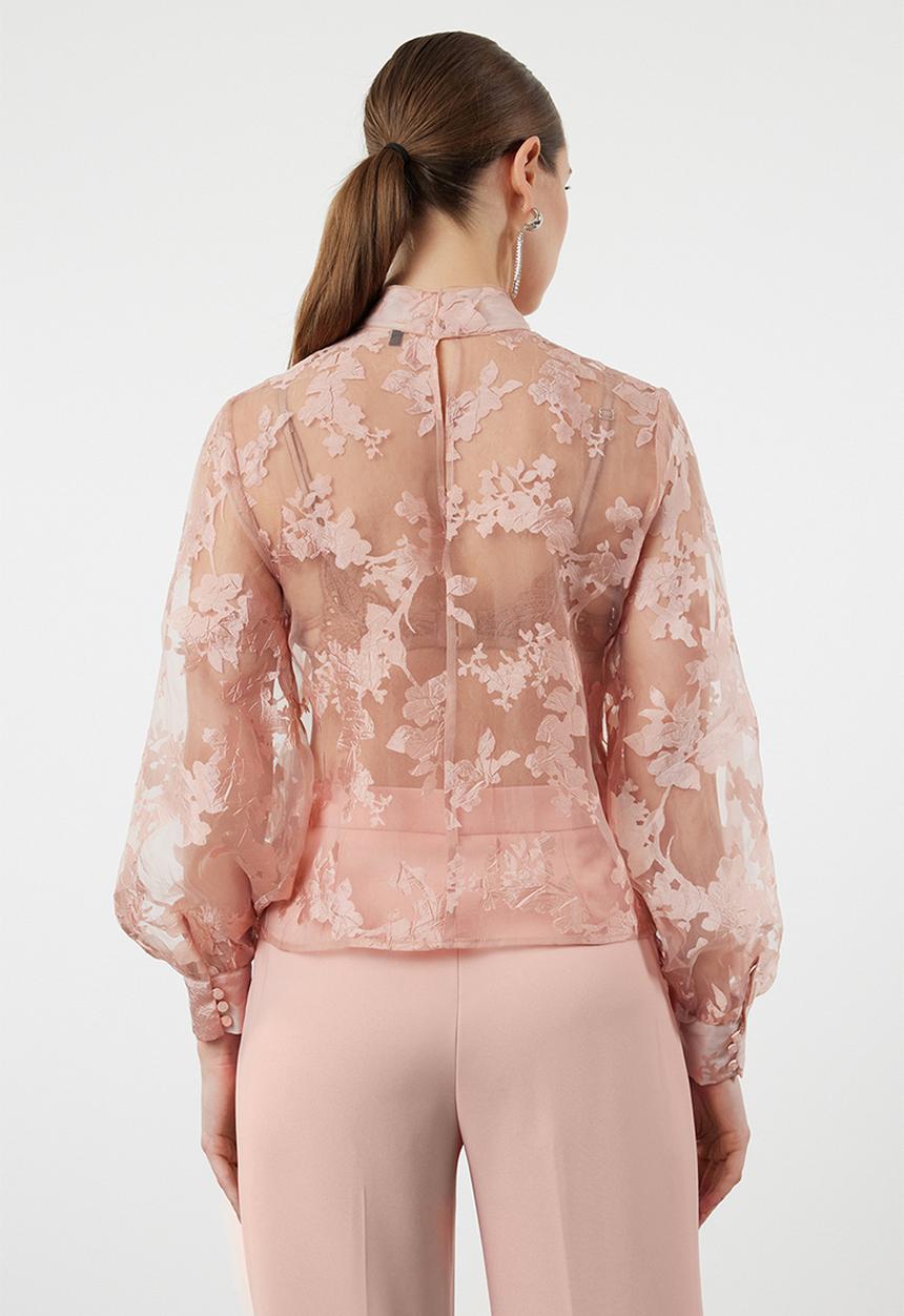 Trendyol - Floral patterned tied woven blouse - powder