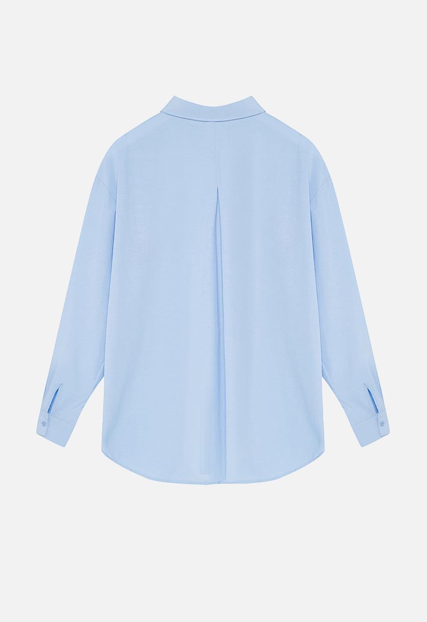 Trendyol - Collar stone detailed oversize wide fit woven shirt - blue