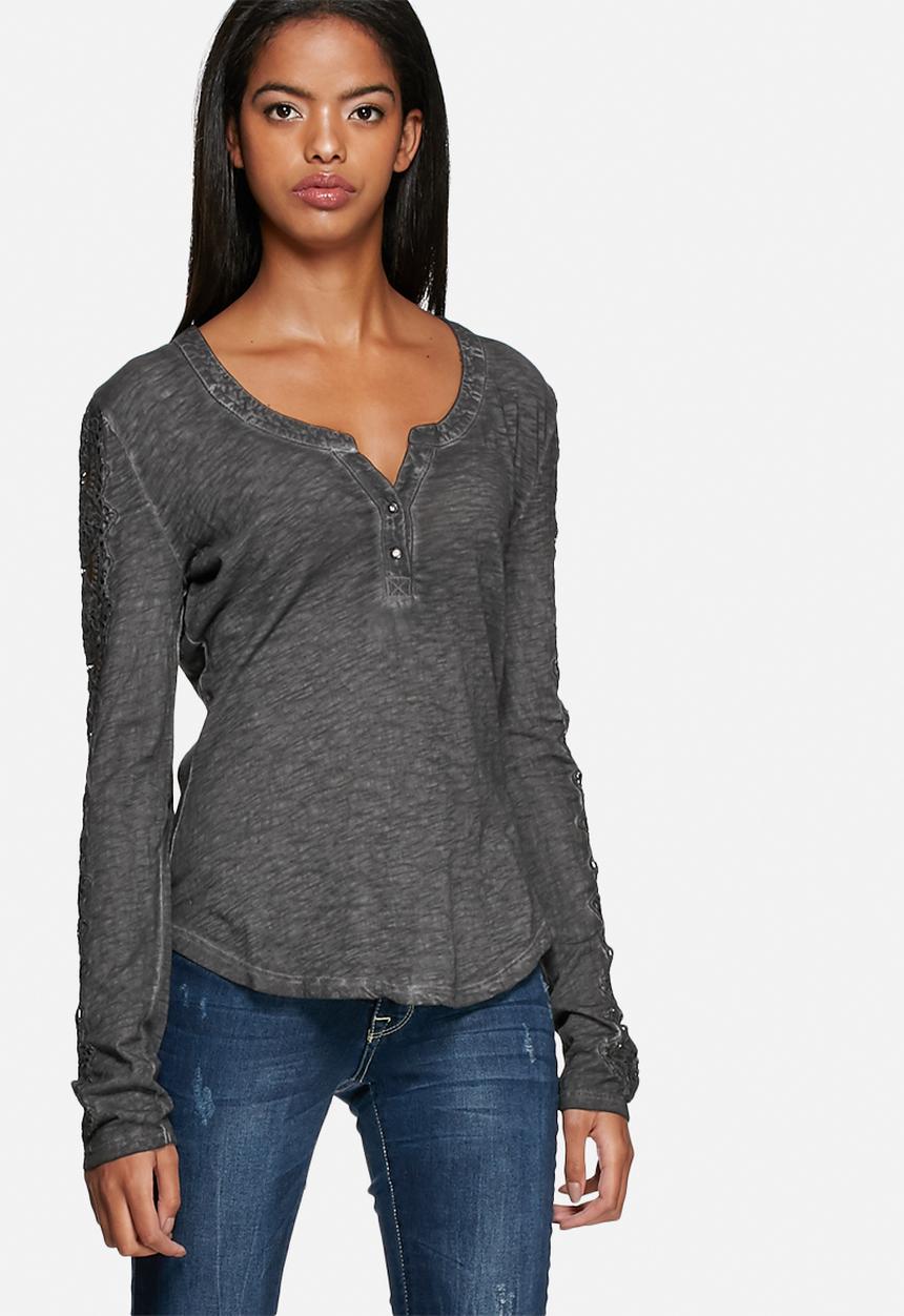 GUESS - Lace Trim Henley Top