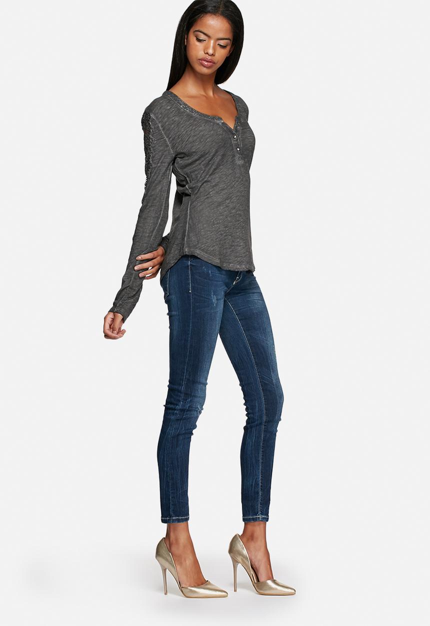 GUESS - Lace Trim Henley Top