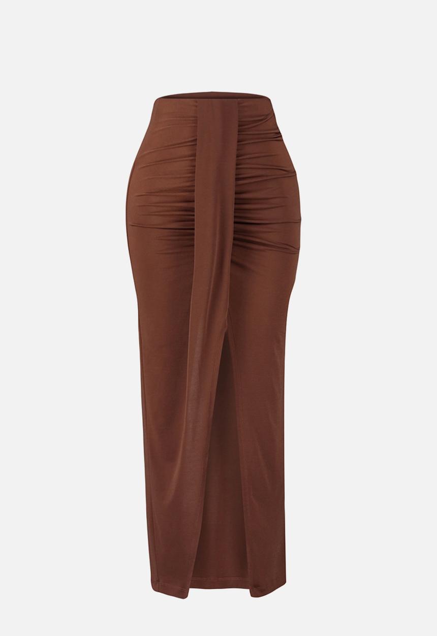 Trendyol - Midi woven skirt - brown