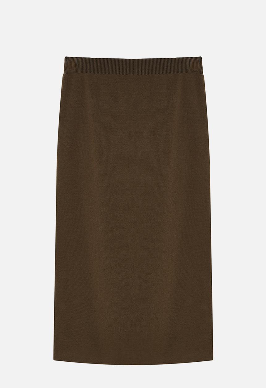 Trendyol - Midi pencil knitwear skirt - khaki