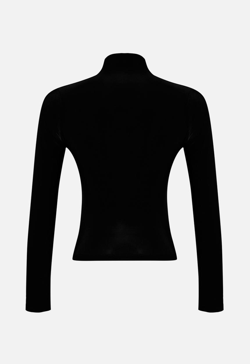 Trendyol - Gathered square neck fitted elastic knitted blouse - black
