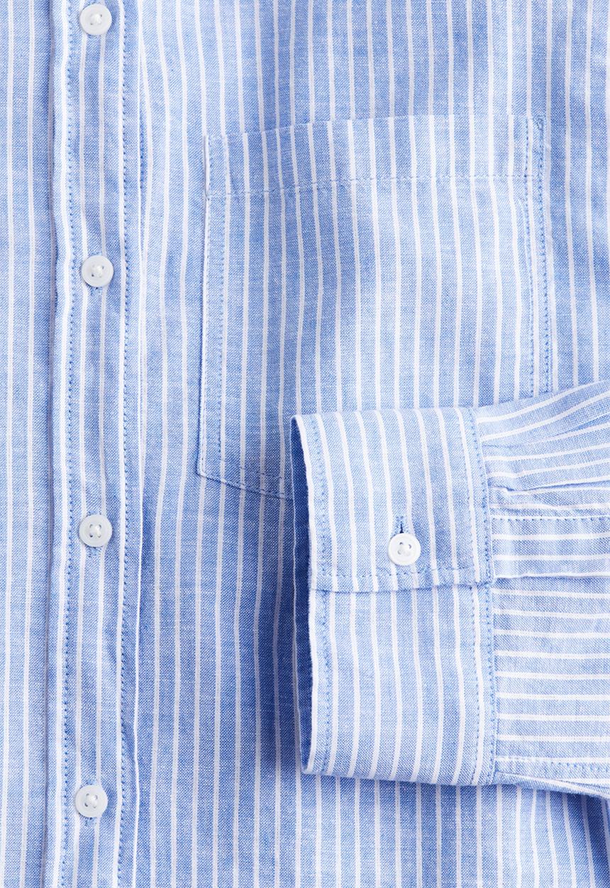 H&M - Linen-blend shirt - blue & white striped