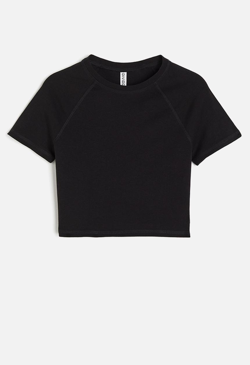 H&M - Cropped t-shirt - black