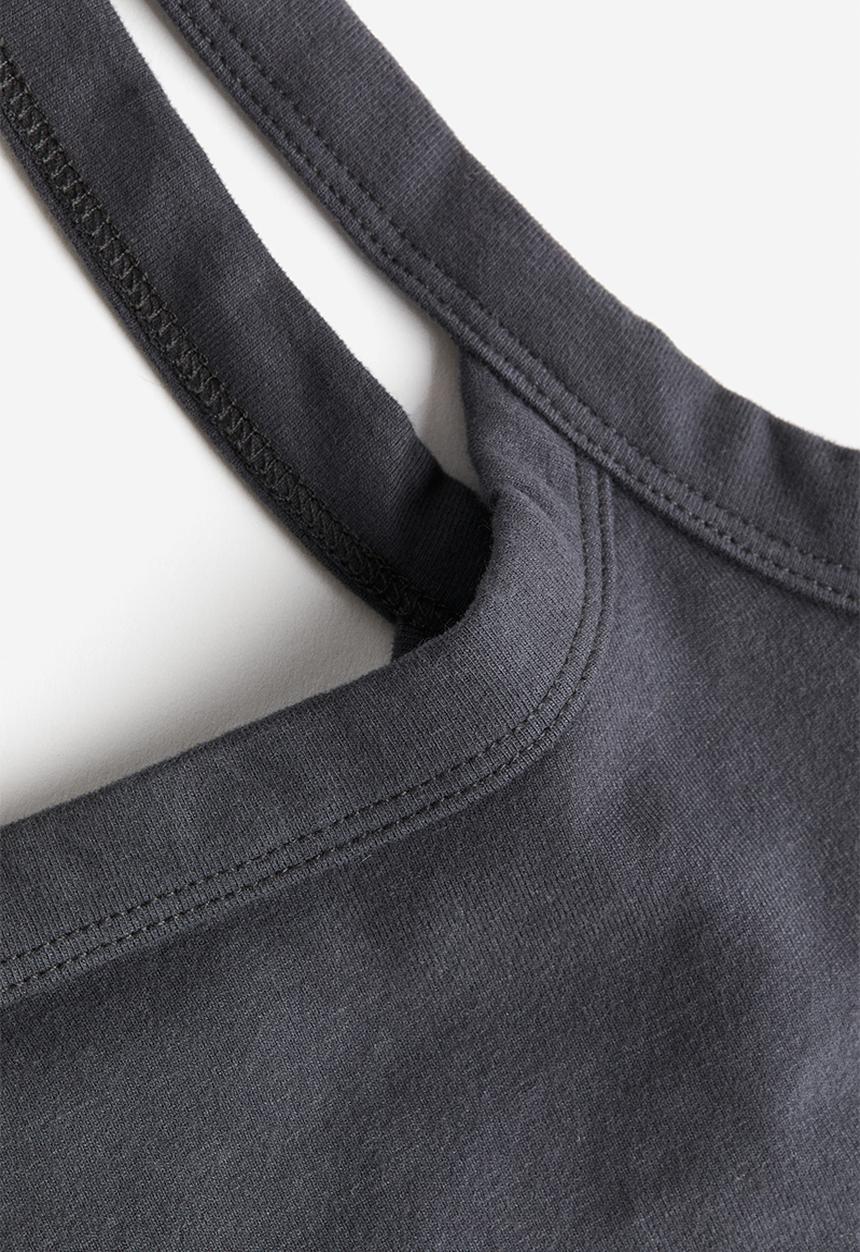 H&M - Cropped strappy top - dark grey 