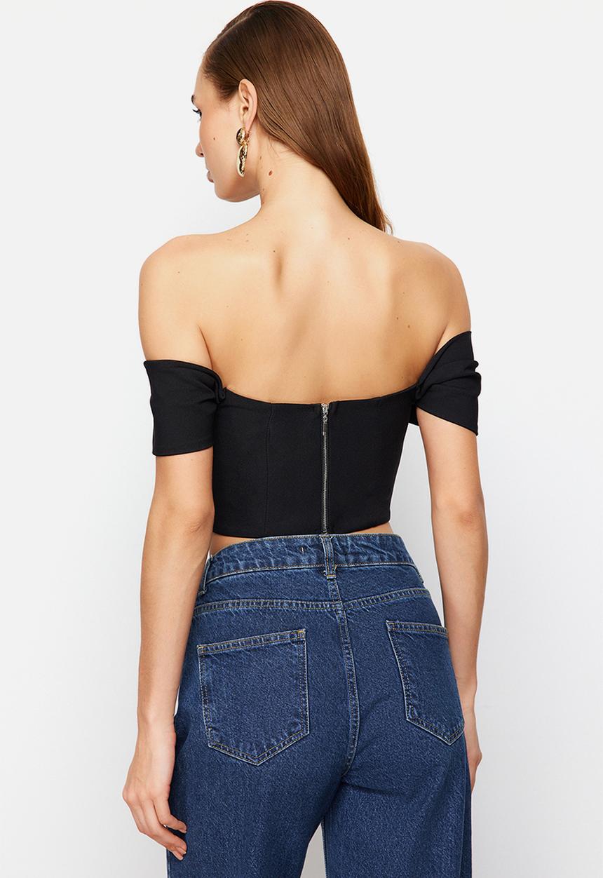 Trendyol - Carmen collar woven bustier - black