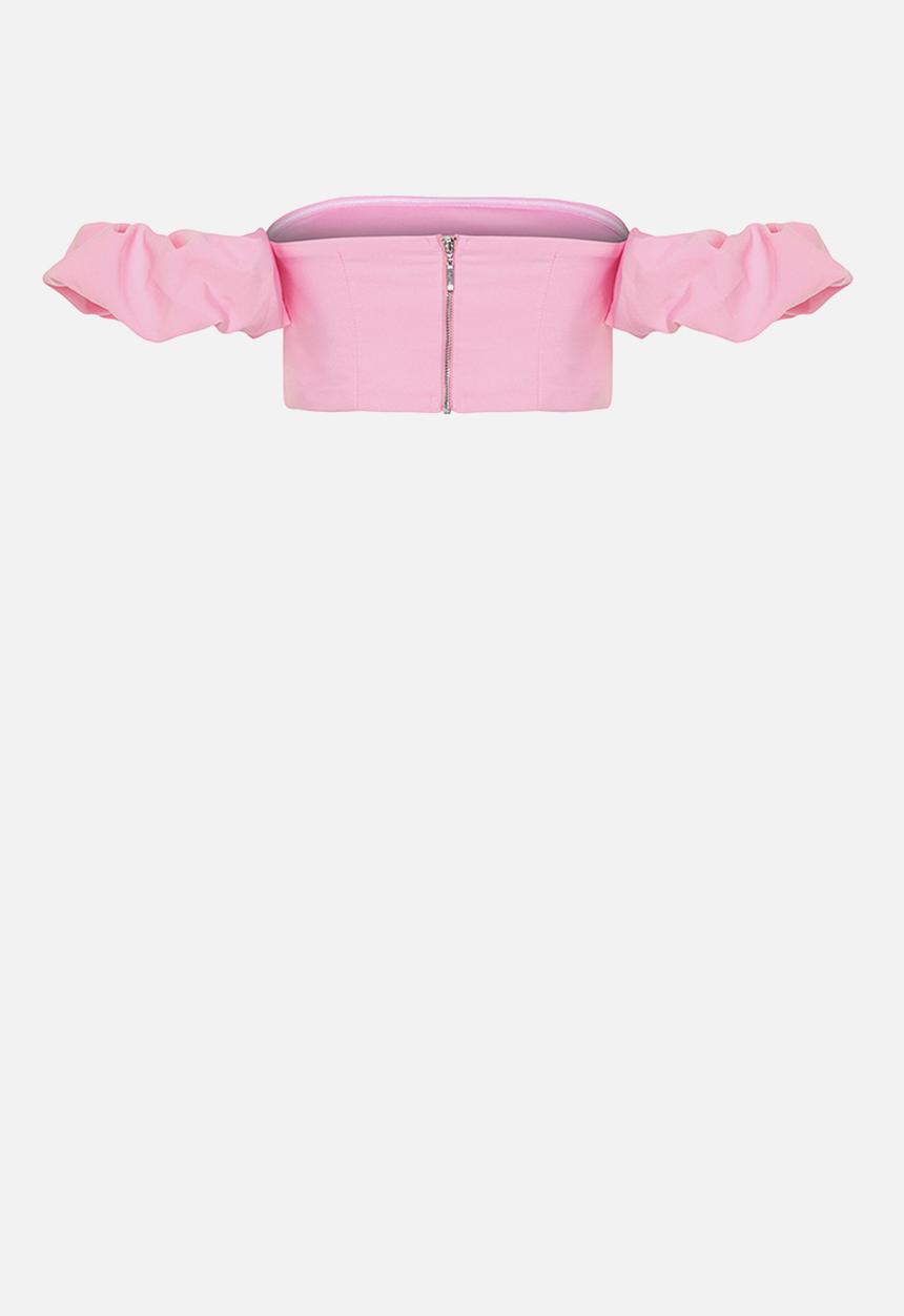 Trendyol - Crop woven bustier - pink