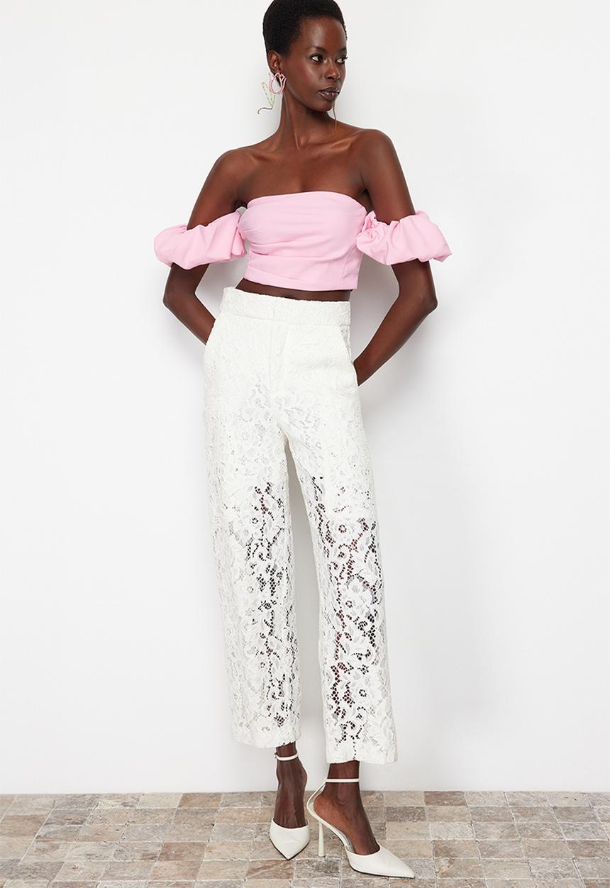Trendyol - Crop woven bustier - pink