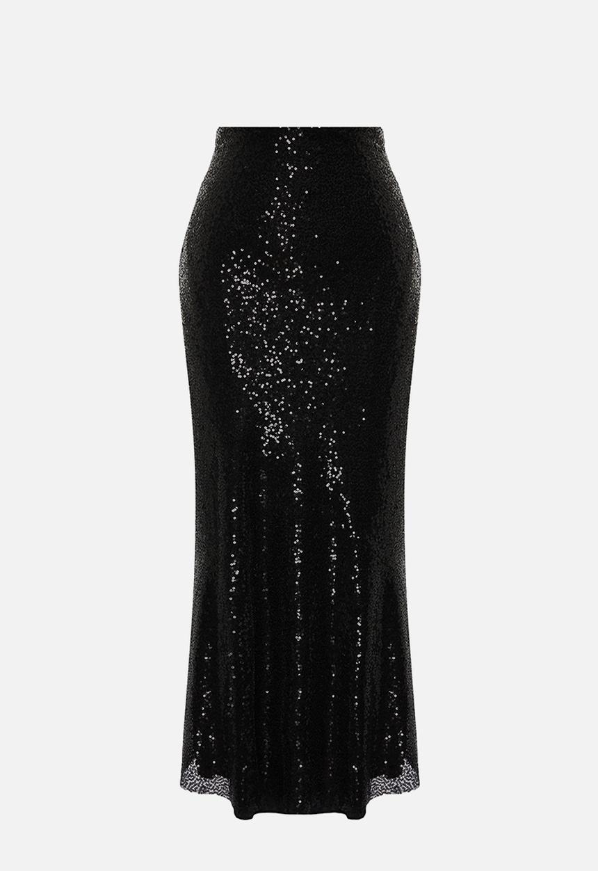 Trendyol - Woven sequin long skirt - black