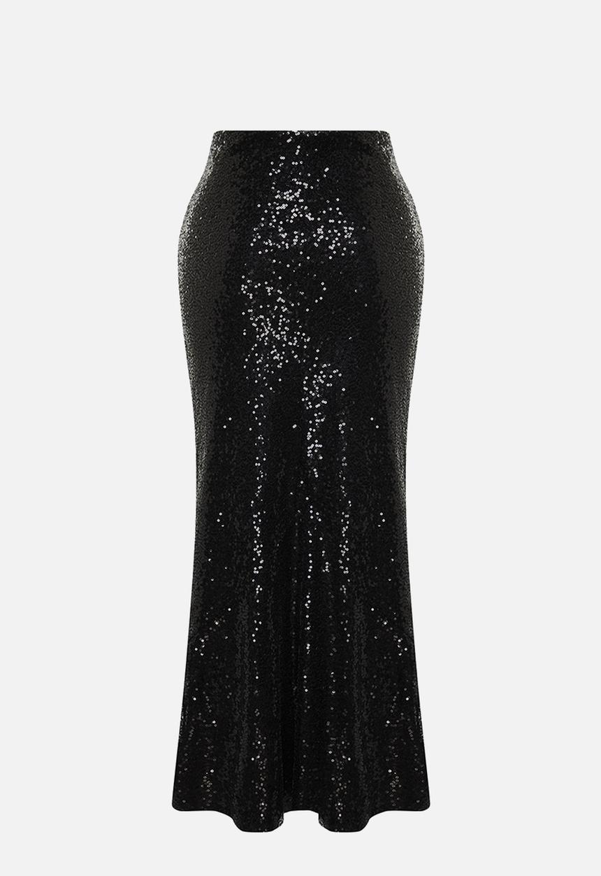 Trendyol - Woven sequin long skirt - black