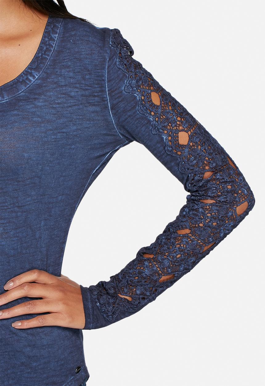 GUESS - Lace Trim Henley Top