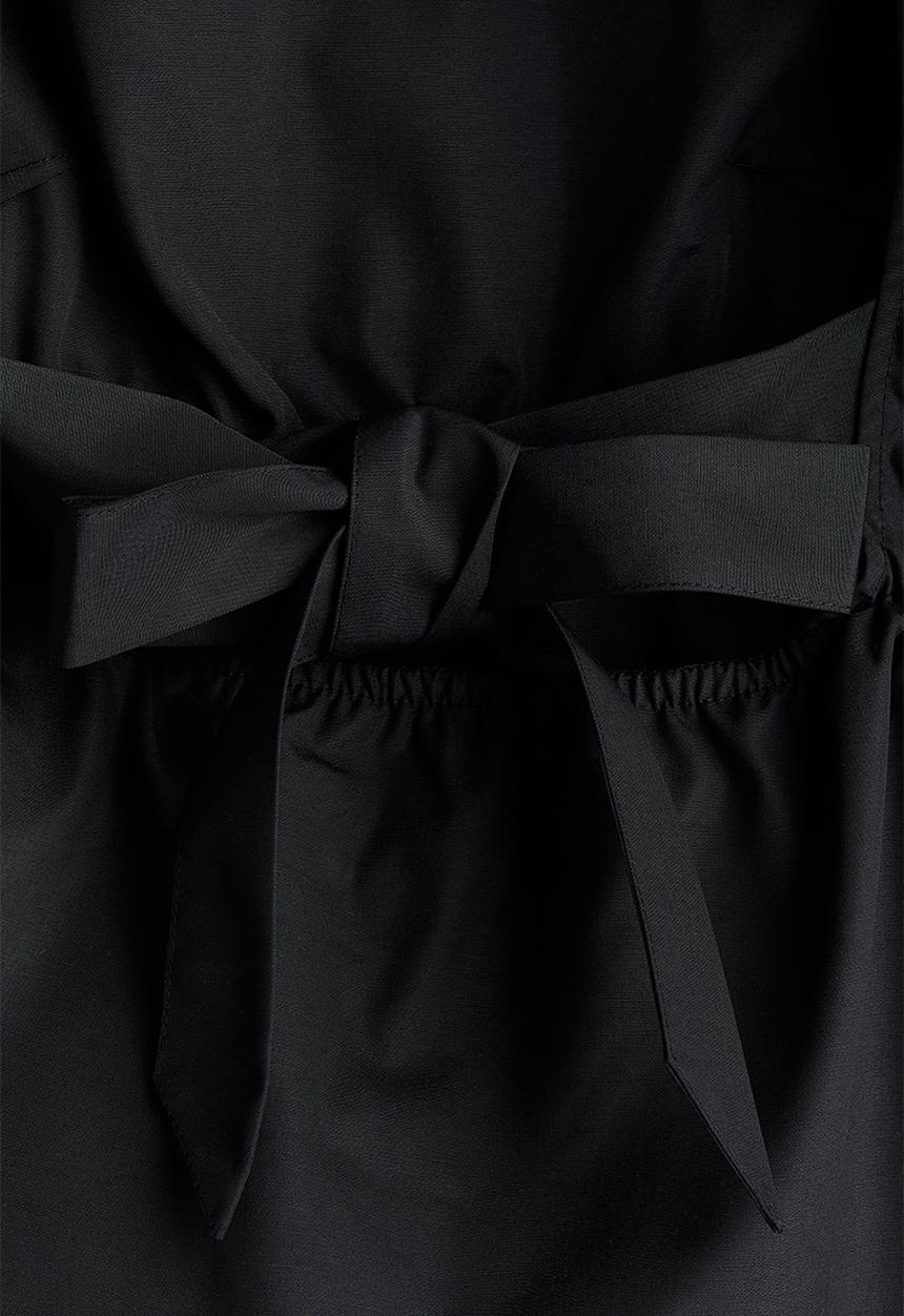 H&M - Tie-detail puff-sleeved blouse - black