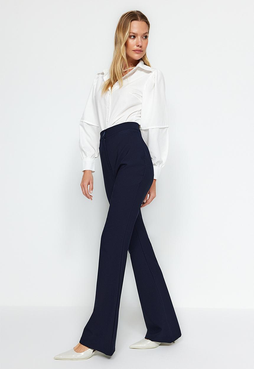 Trendyol - Spanish leg flare woven trousers - navy blue