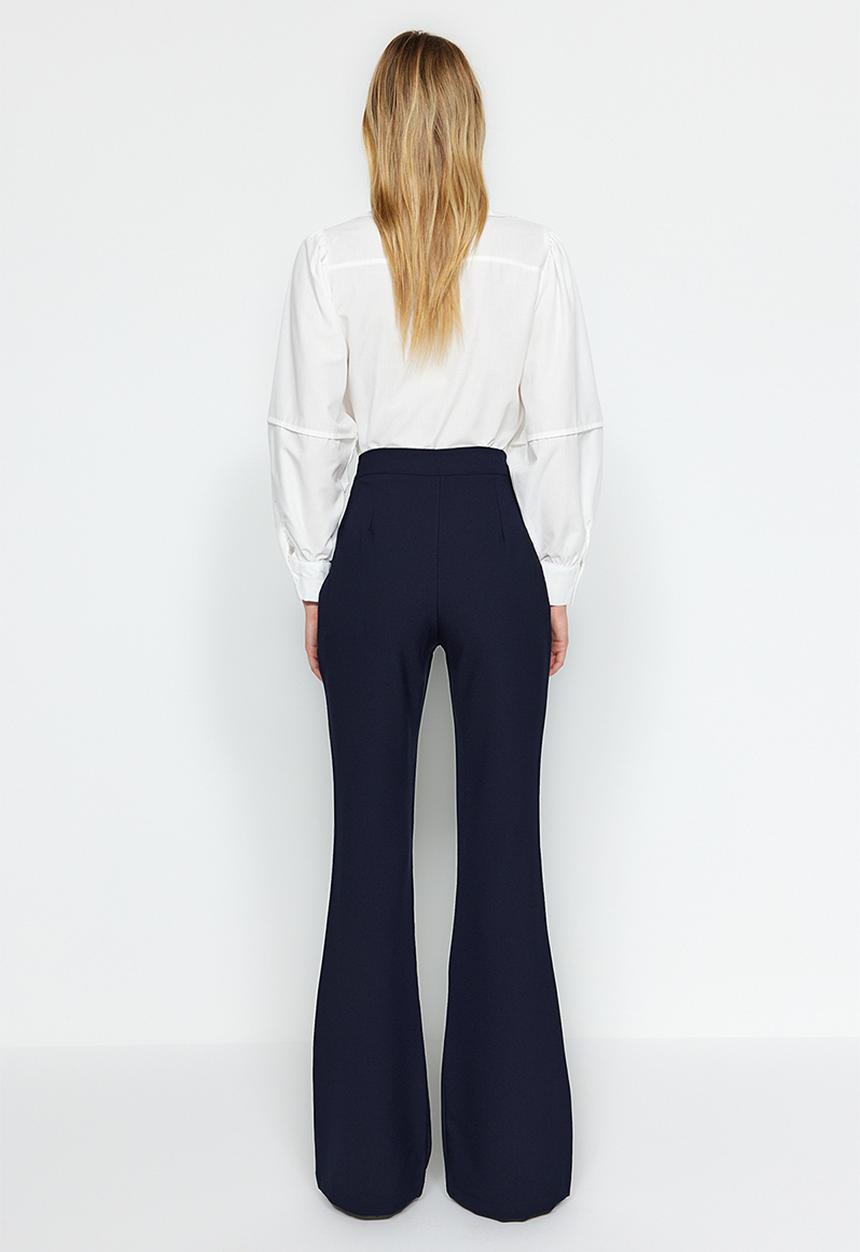 Trendyol - Spanish leg flare woven trousers - navy blue