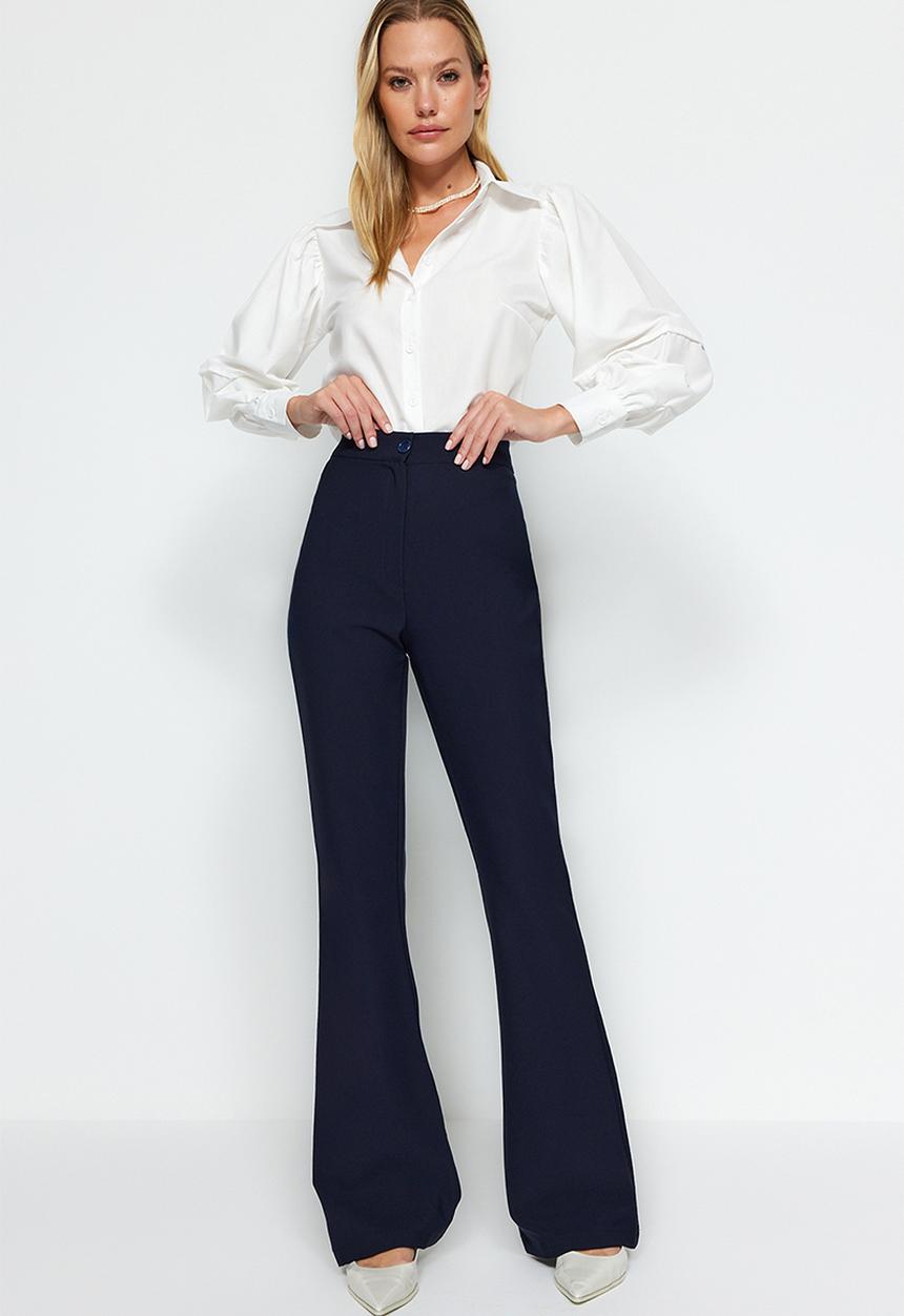Trendyol - Spanish leg flare woven trousers - navy blue