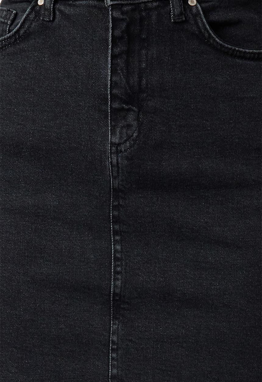 Trendyol - Basic high waist mini denim skirt - black