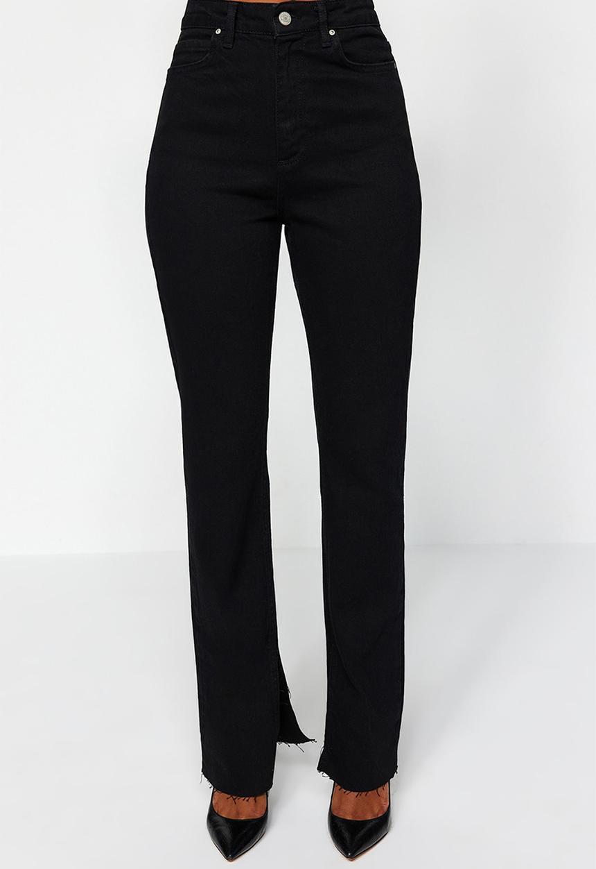 Trendyol - Slit high waist flare jeans - black