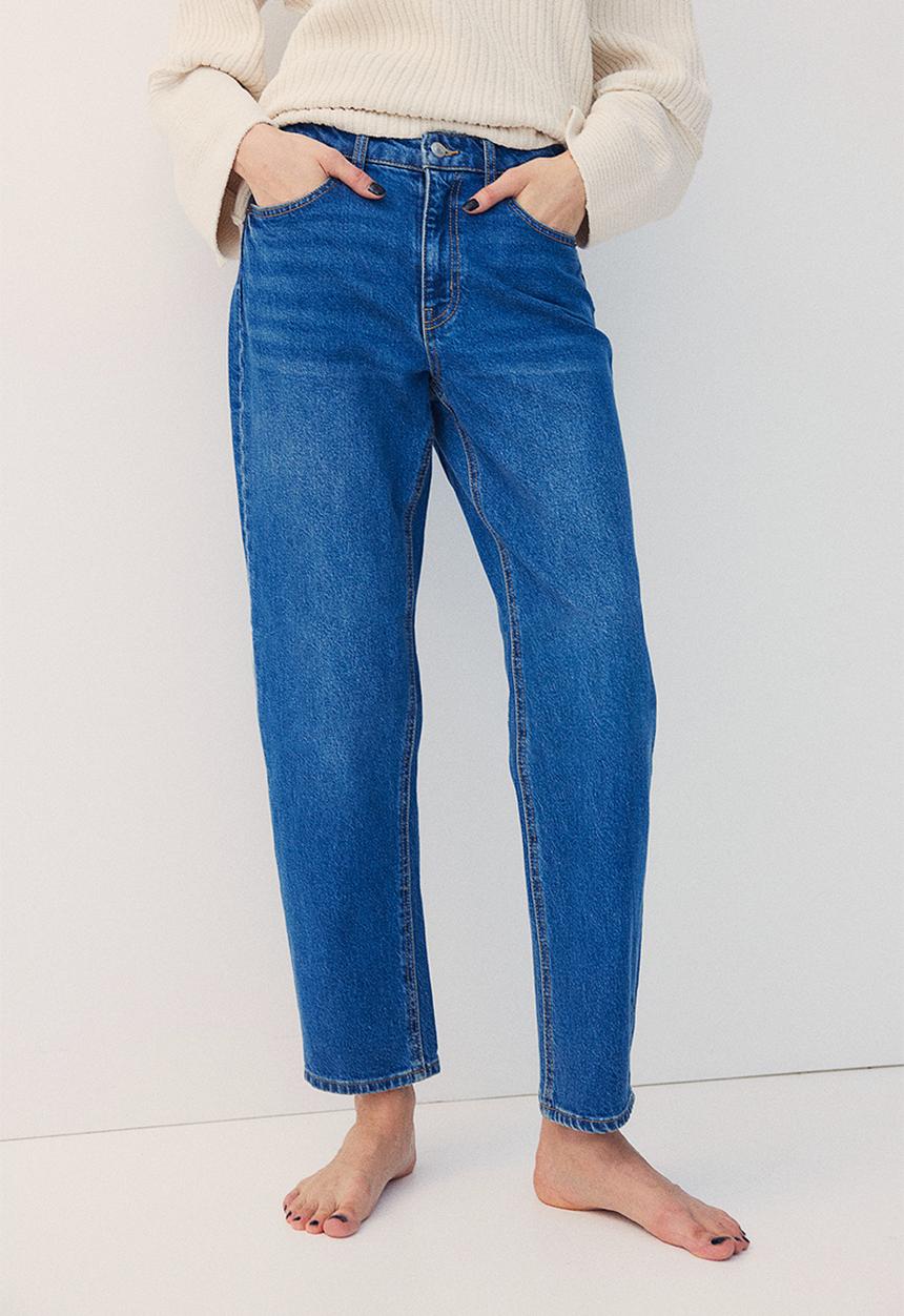 H&M - Slim straight high ankle jeans - denim blue 