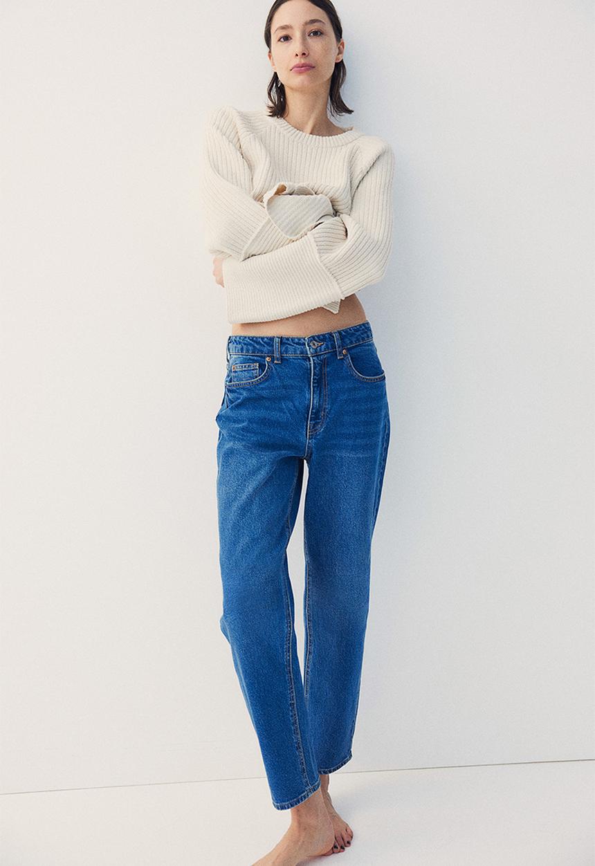 H&M - Slim straight high ankle jeans - denim blue 