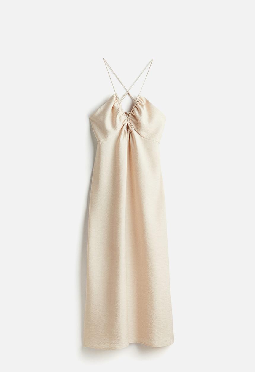 H&M - V-neckline dress - light beige