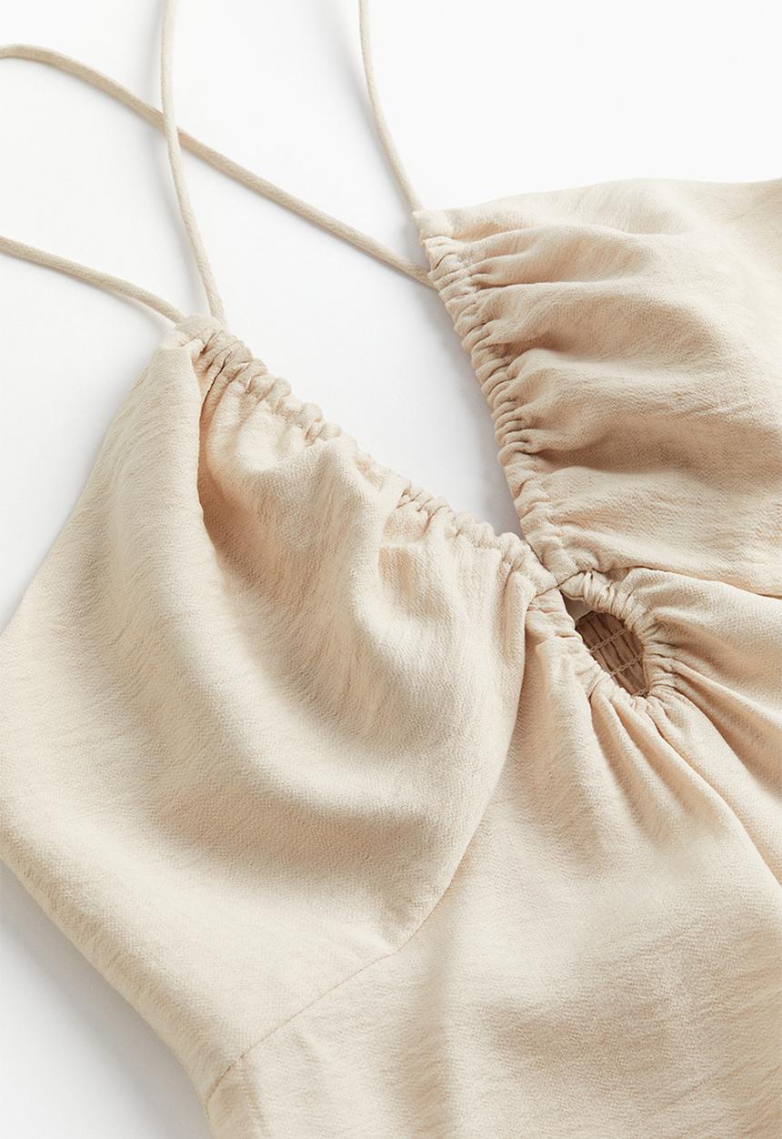 H&M - V-neckline dress - light beige