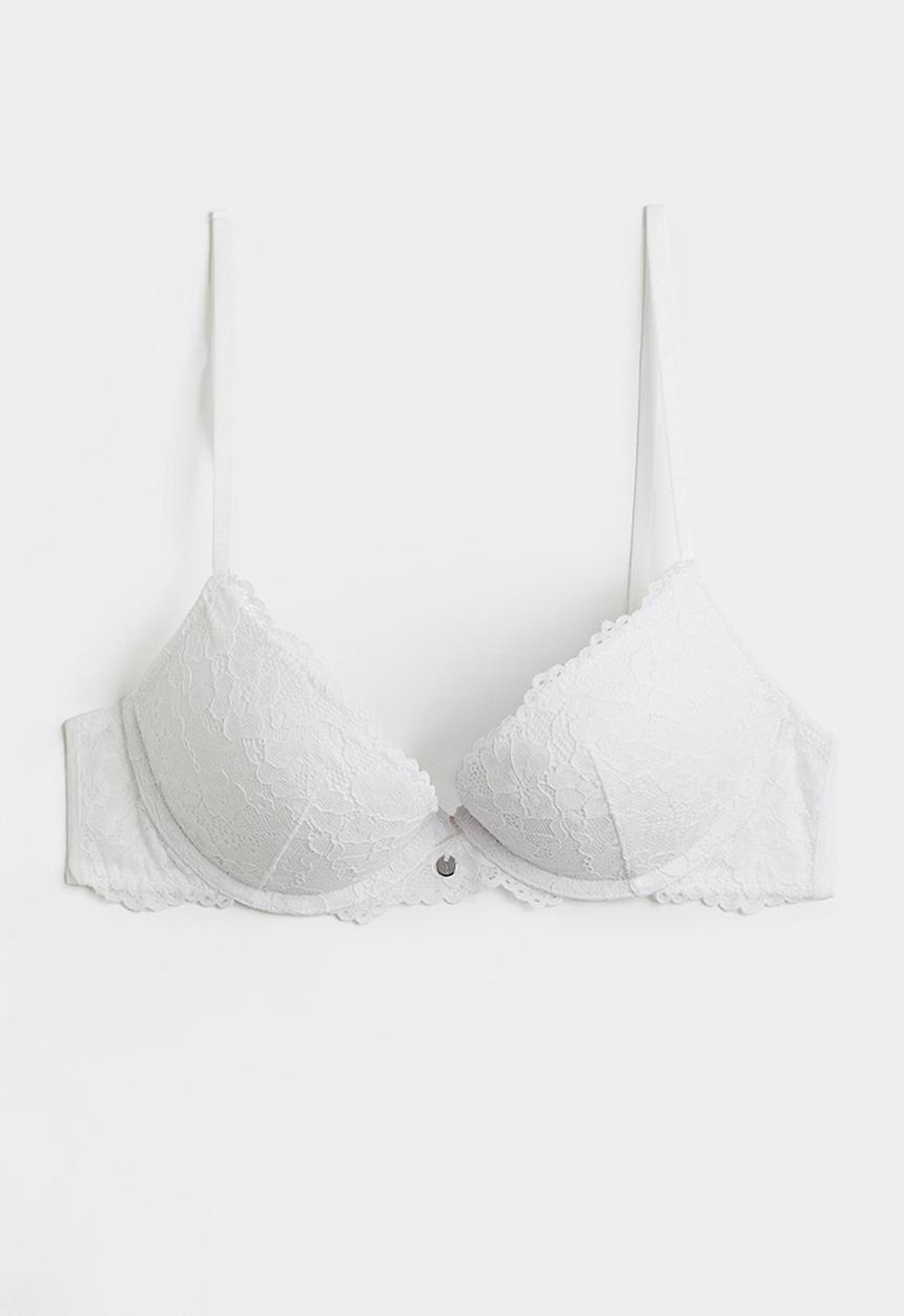 H&M - Lace super push-up bra - white