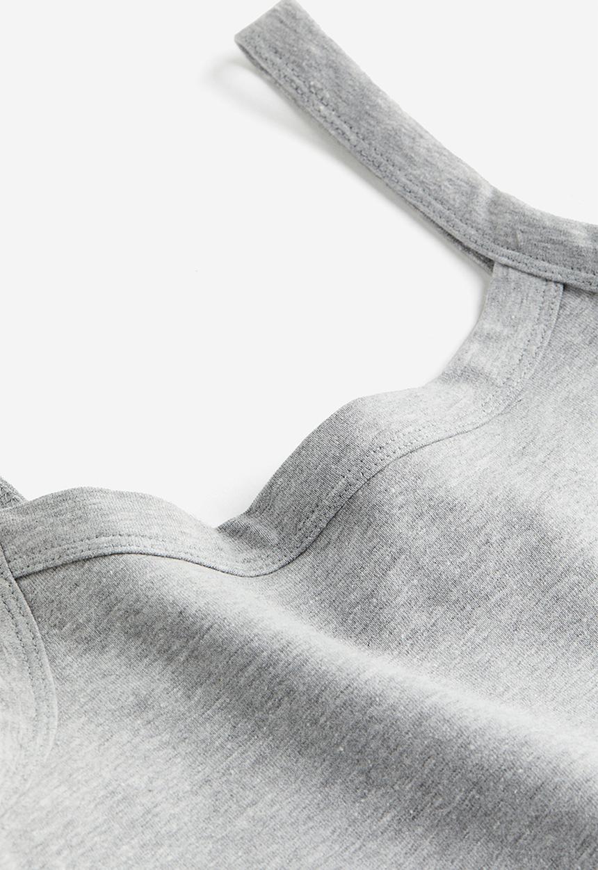H&M - Cropped strappy top - light grey marl 