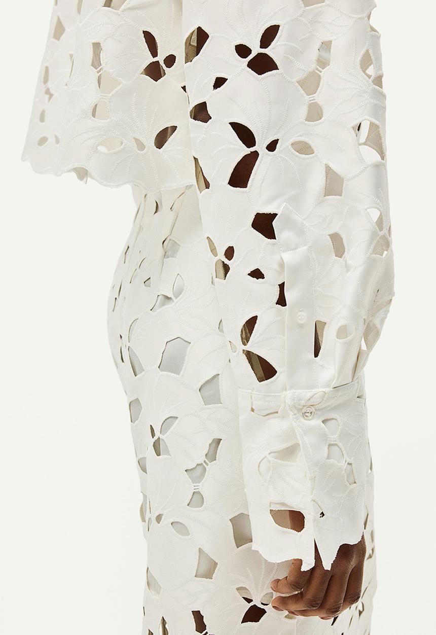 H&M - Broderie anglaise satin shirt - white