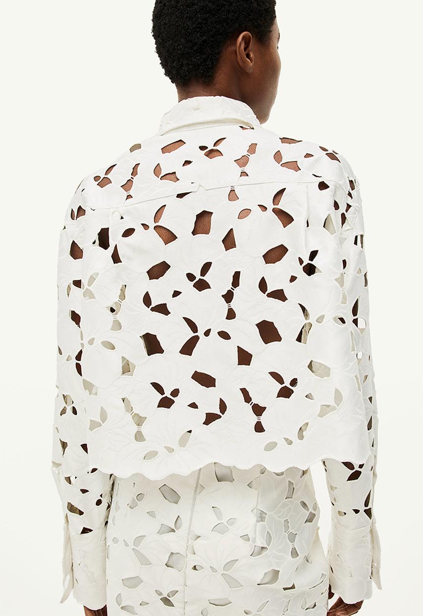 H&M - Broderie anglaise satin shirt - white