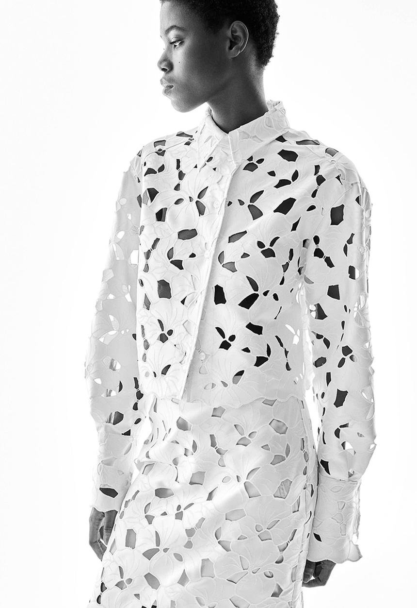 H&M - Broderie anglaise satin shirt - white