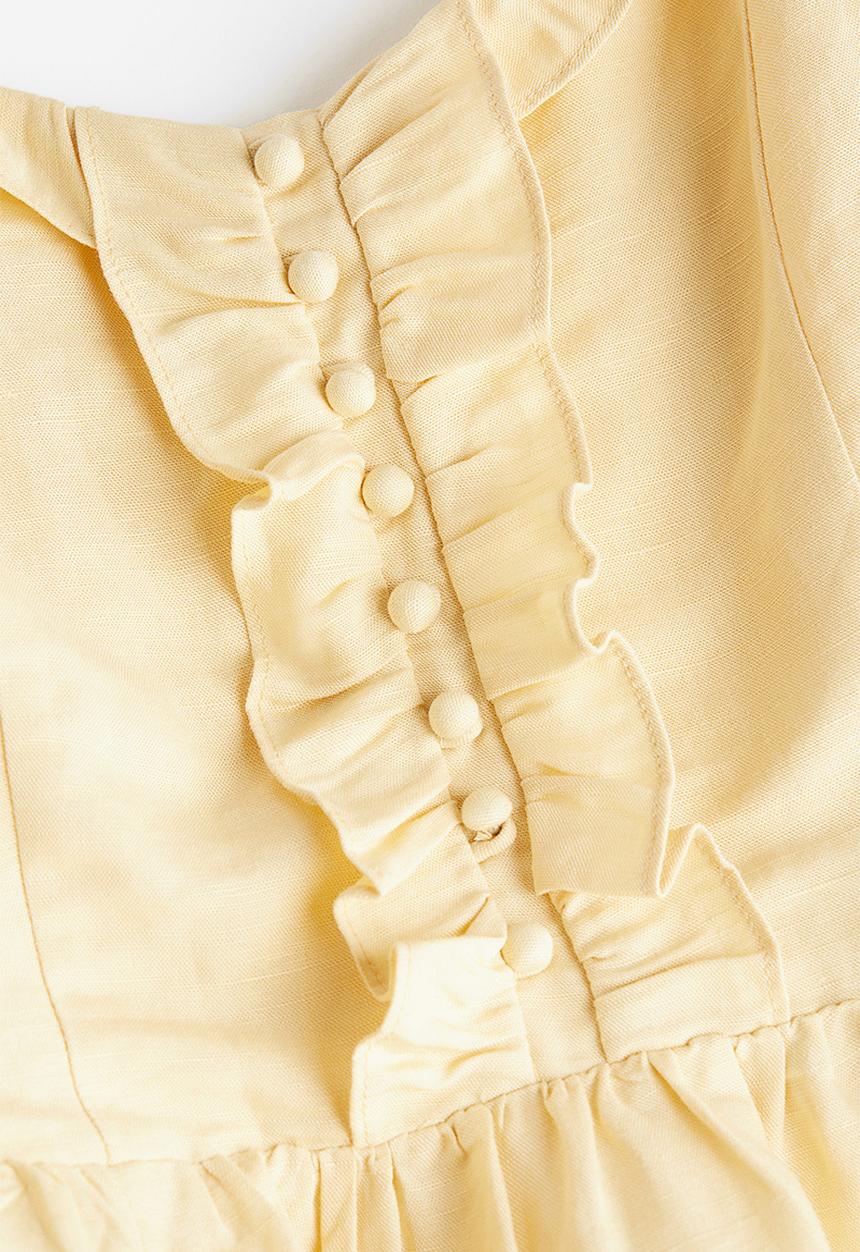 Linen-blend dress - light dusty yellow - 1228087001