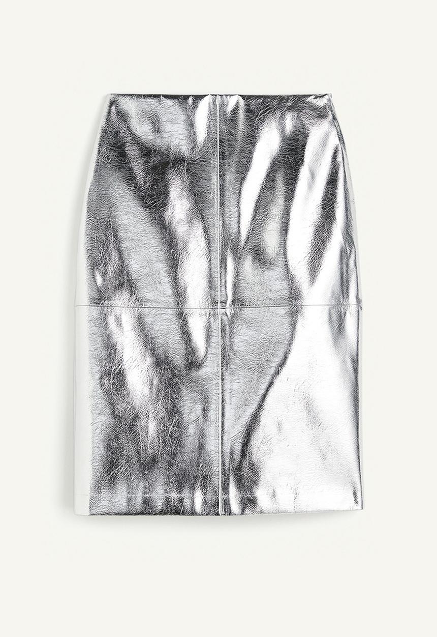 H&M - Coated skirt - silver-coloured 